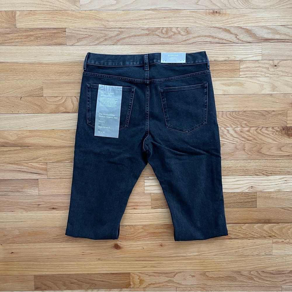 Everlane Men's Skinny 4-Way Stretch Organic Uniform Washed Black Jeans - Picture 2 of 5